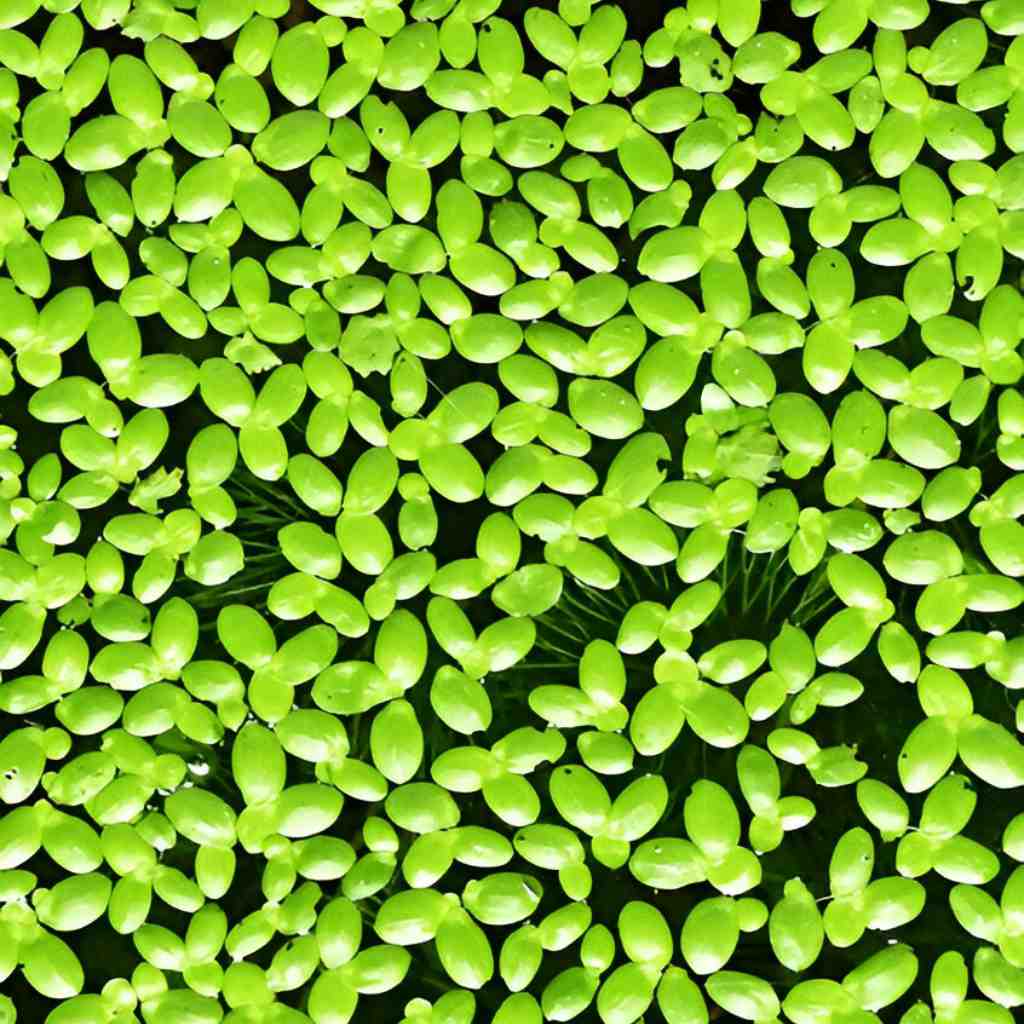 Duckweed (Lemma Minor) close-up, green floating plants, USA.